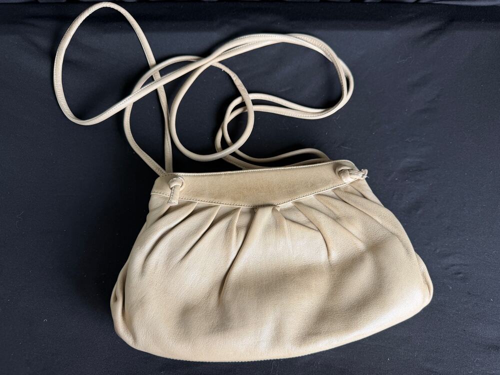 Bernard Nerson Paris Davids Palm Beach Beige Leather Crossbody Bag